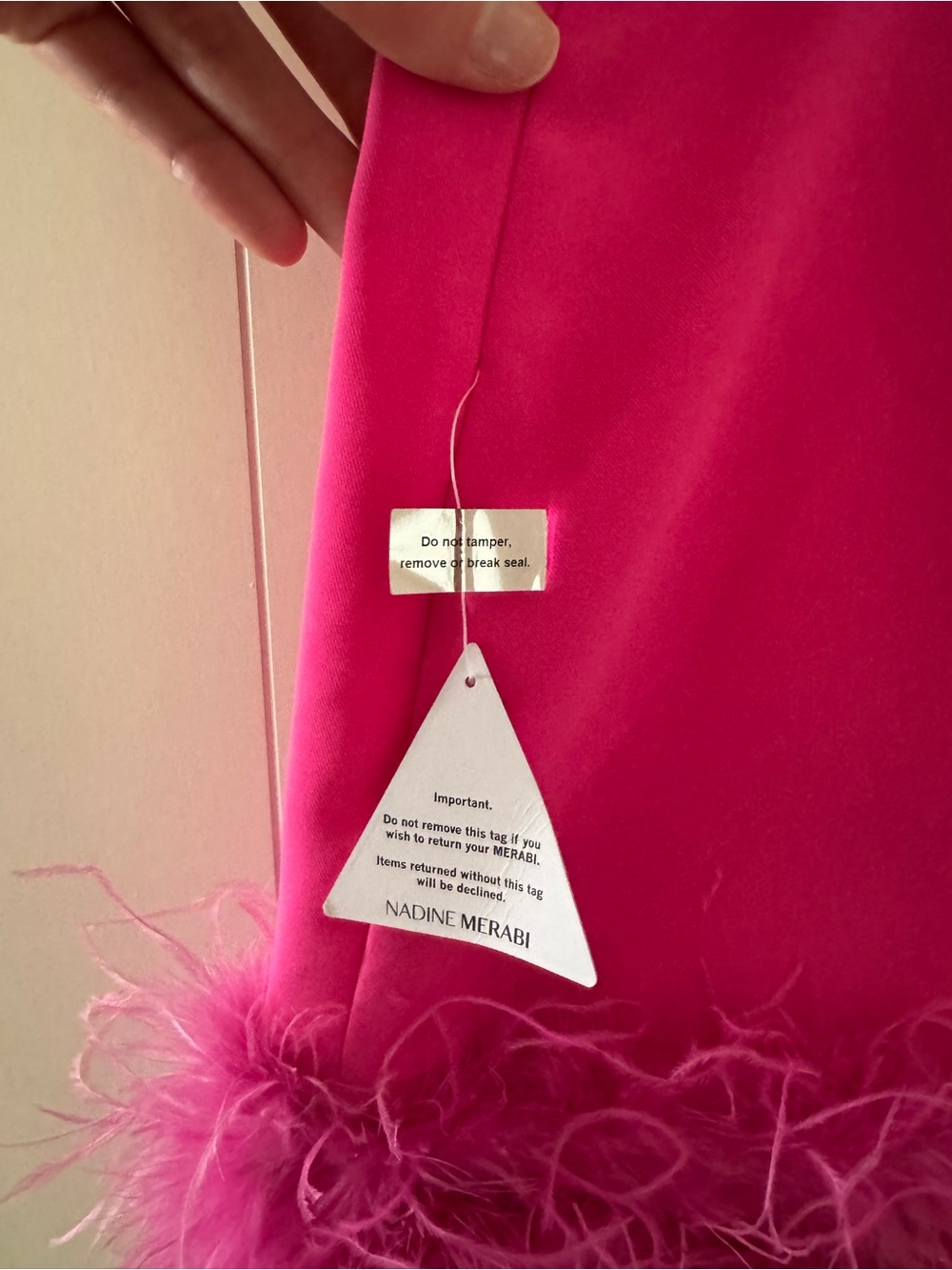 Nadine Merabi Mia Pink Feather Skirt, BNWT. Size L. - Picture 8 of 12